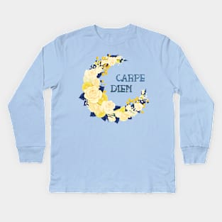 Full Bloom | Blue Carpe Diem Kids Long Sleeve T-Shirt